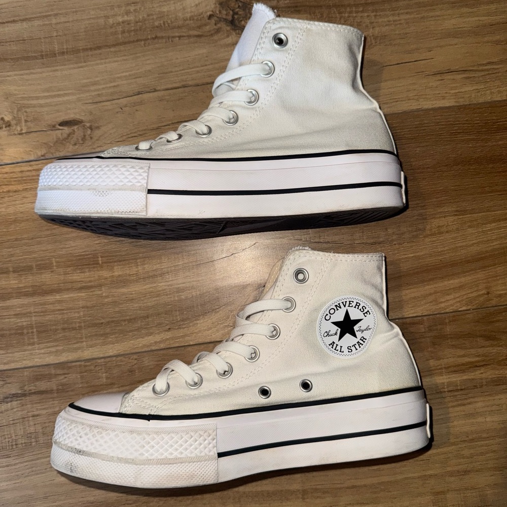 Converse White High Top Platform Sneakers